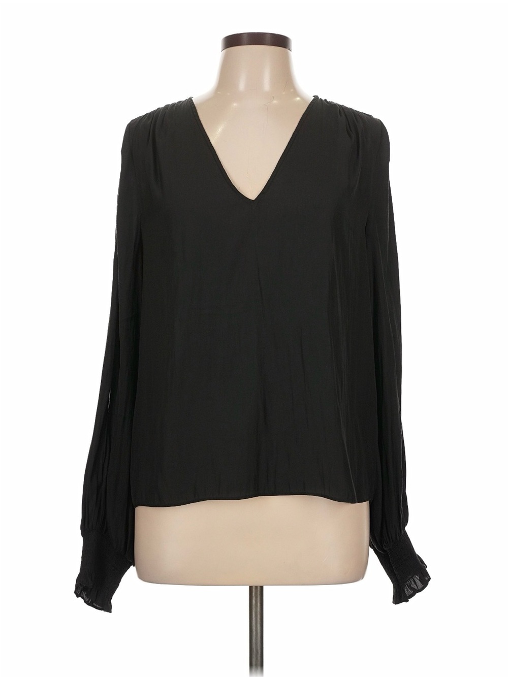 Ramy Brook Black V-Neck Long Sleeve Blouse